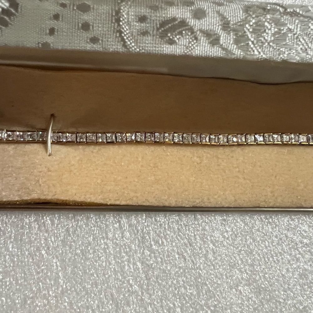 Suzanne Somers Gold Over Stirring Silver 925 Tennis Bracelet In Original Box View 5
